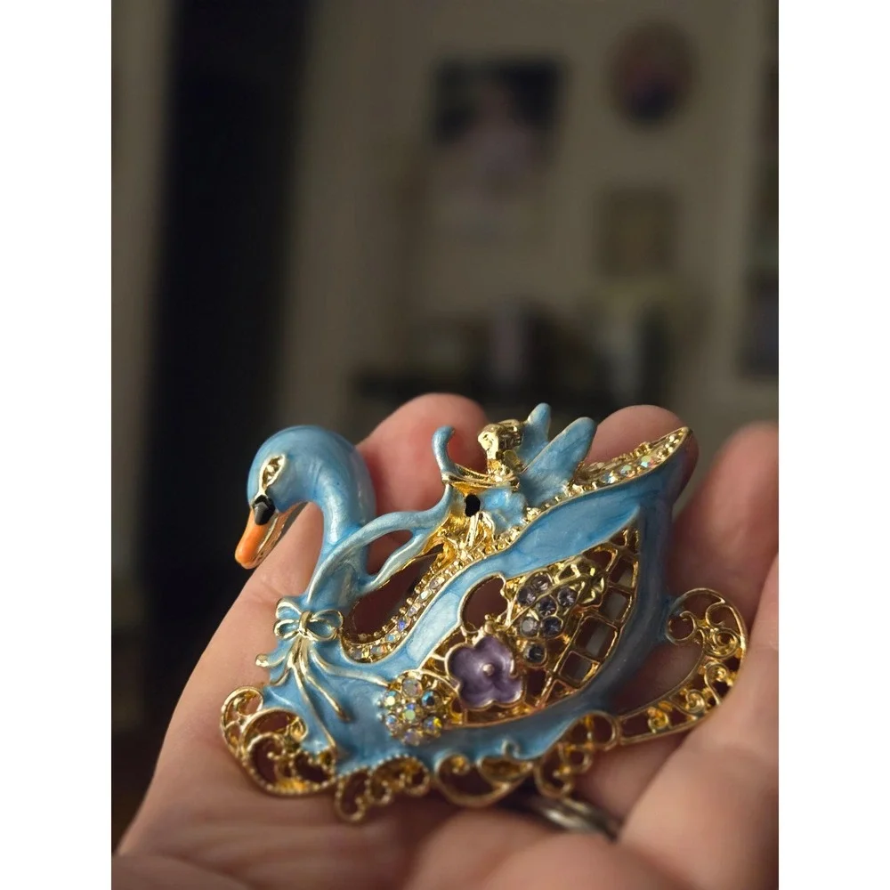 Kirks Folly Style Blue Swan Sleigh Brooch